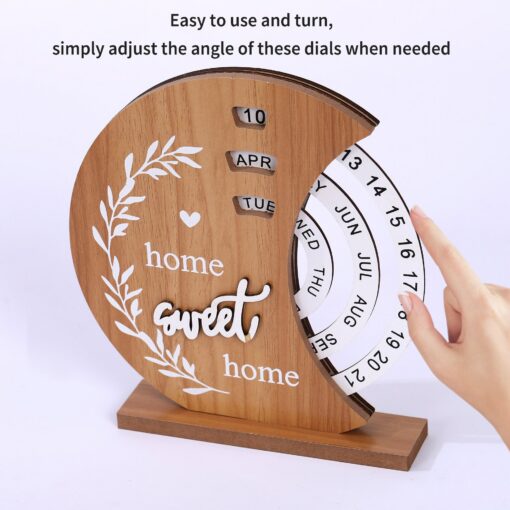 Elosung Rustic Perpetual Wooden Calendar – image 3