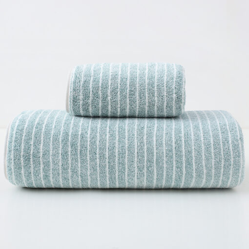 Elosung Cotton Striped Towel Set, 6 Piece Green – image 2