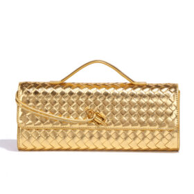 Elosung Gold Woven PU Leather Clutch – image 1
