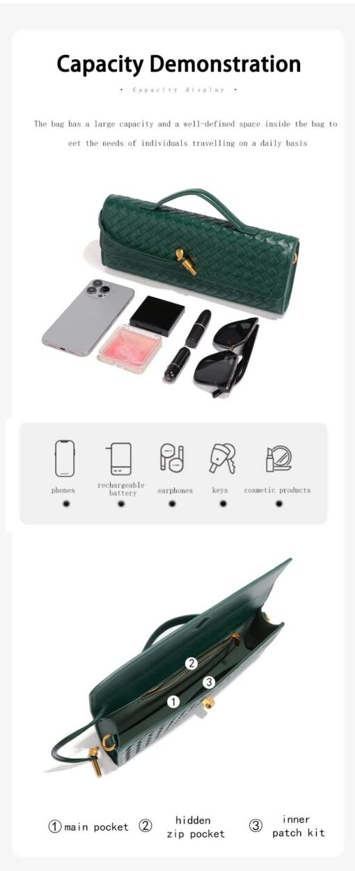 Elosung Gold Woven PU Leather Clutch – image 4