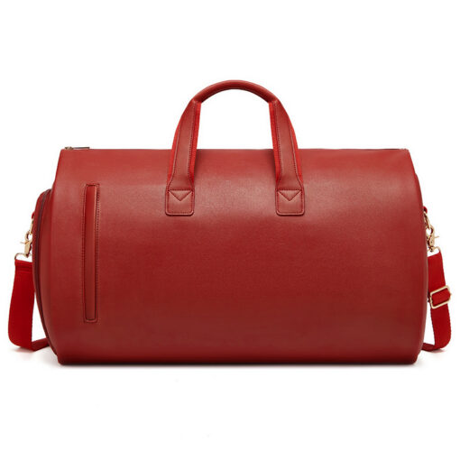 V888-ELOSUNG11570-209527-00.jpg Elosung Red PU Leather Duffel Bag with Shoe Compartment – image 1