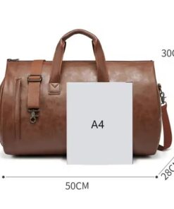 Elosung Red PU Leather Duffel Bag with Shoe Compartment - Image 5