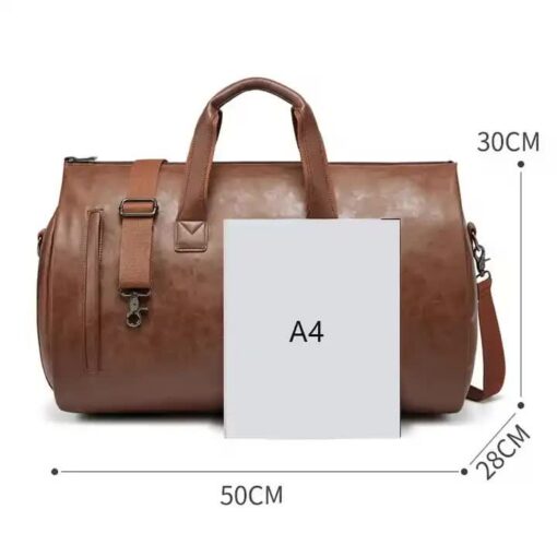 Elosung Red PU Leather Duffel Bag with Shoe Compartment – image 5