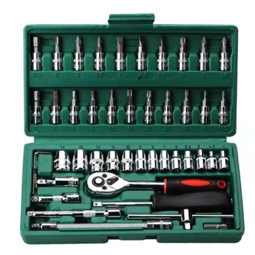 V888-ELOSUNG11672-209680-00.jpg Elosung 46-Piece Socket Set, 72-Tooth Ratchet – image 1
