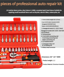 Elosung 46-Piece Socket Set, 72-Tooth Ratchet - Image 5