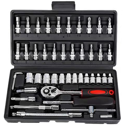 V888-ELOSUNG11673-209681-00.jpg Elosung 46-Piece 1/4in Socket Set with 72-Tooth Ratchet – image 1