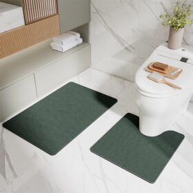 Elosung Green Bathroom Mat Set with U Shaped Mat – image 1