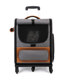 Elosung Foldable Grey Cat Trolley for Two Cats - Image 1