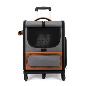 Elosung Foldable Grey Cat Trolley for Two Cats – image 1