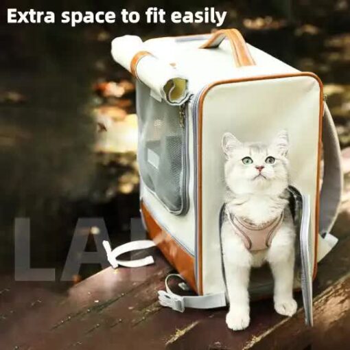 Elosung Foldable Grey Cat Trolley for Two Cats – image 3