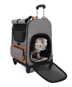 Elosung Foldable Grey Cat Trolley for Two Cats - Image 5