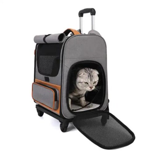 Elosung Foldable Grey Cat Trolley for Two Cats – image 5