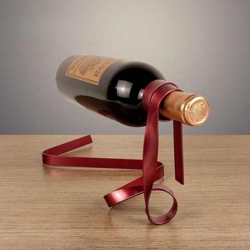 V888-ELOSUNG13543-212141-00.jpg Elosung Red Ribbon Steel Wine Bottle Holder – image 1