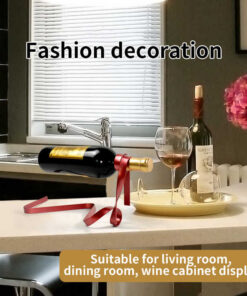 Elosung Red Ribbon Steel Wine Bottle Holder - Image 4