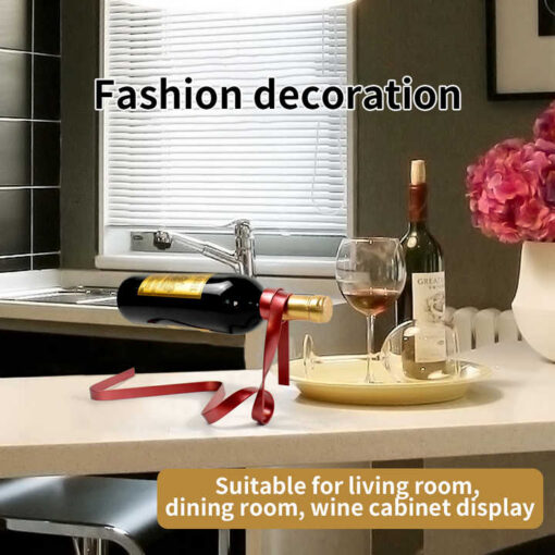Elosung Red Ribbon Steel Wine Bottle Holder – image 4