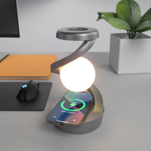 V888-ELOSUNG13563-212191-00.jpg Elosung Grey Rotating RGB Levitation Lamp – image 1