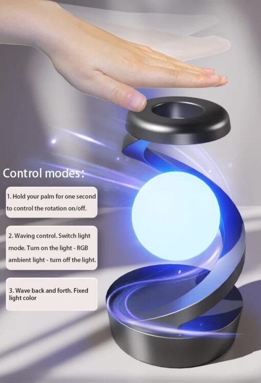 Elosung Grey Rotating RGB Levitation Lamp – image 2