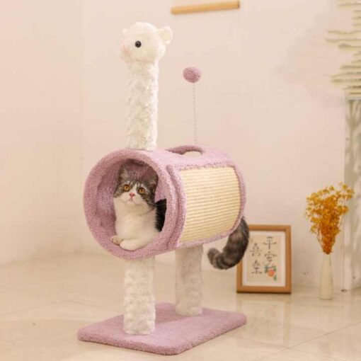 Elosung Yellow Cat Tree with Tunnel – image 4