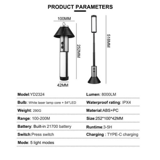 Elosung Telescopic Camping Lantern with USB-C – image 5