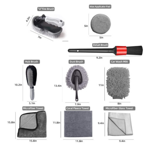 Elosung 9-Piece Car Wash Kit with Wheel Brushes – image 2
