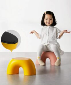 Elosung Red Round Footstool with Anti Slip Base - Image 3