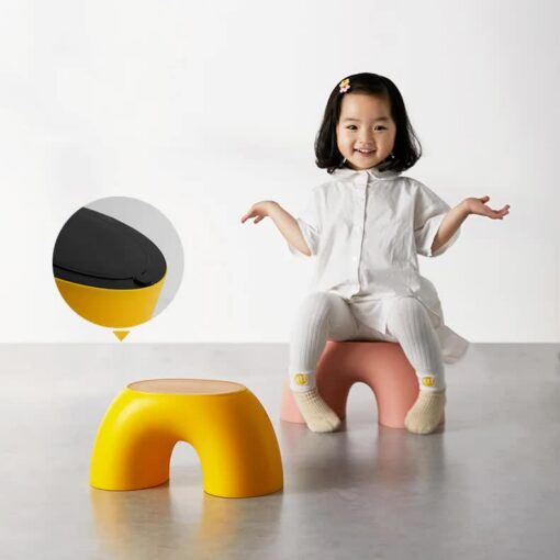 Elosung Red Round Footstool with Anti Slip Base – image 3