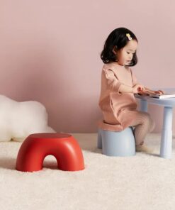 Elosung Red Round Footstool with Anti Slip Base - Image 4