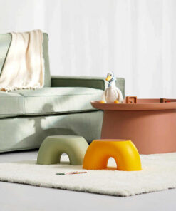 Elosung Red Round Footstool with Anti Slip Base - Image 5