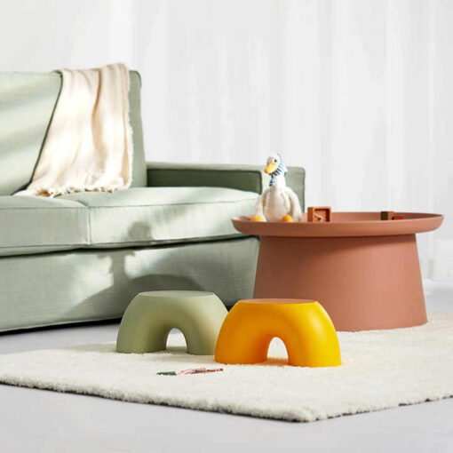 Elosung Red Round Footstool with Anti Slip Base – image 5