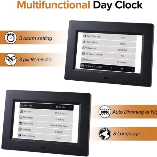 Elosung 7 Inch Digital Day Clock Auto Dimming – image 4