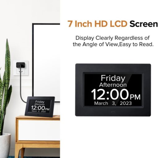 Elosung 7 Inch Digital Day Clock Auto Dimming – image 5