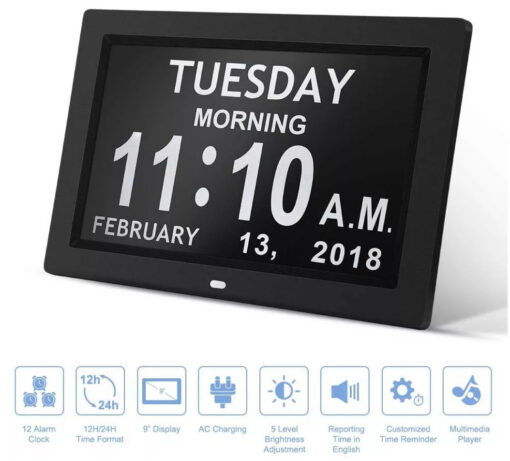 Elosung 10.1 Inch Digital Clock with Medication Reminders – image 5