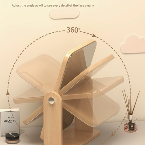 Elosung Square Wooden Swivel Vanity Mirror – image 3