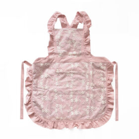 Elosung Pink Lace Ruffle Apron with X Back – image 1