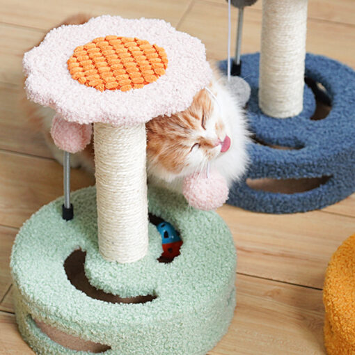 Elosung Sunflower Cat Scratcher with Plush Toys – image 2