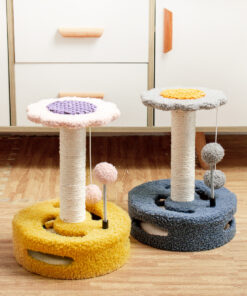 Elosung Sunflower Cat Scratcher with Plush Toys - Image 3