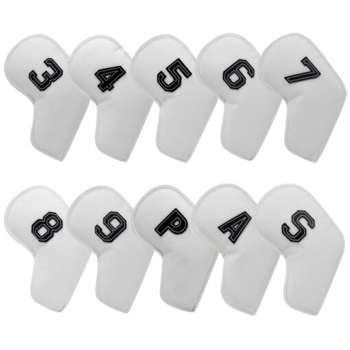 Elosung Golf Iron Head Covers Set of 10 White PU Leather – image 1