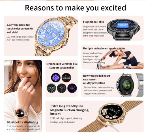 Elosung Women's Smartwatch with Bluetooth Calls – image 3