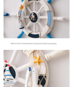 Elosung Wooden Ship Wheel Wall Decor 34cm - Image 4