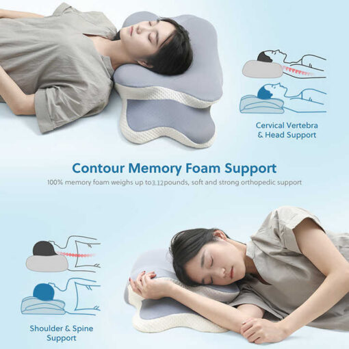 Elosung Butterfly Memory Foam Pillow, Light Pink – image 5