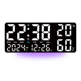 Elosung LED Wall Clock with Temperature and Humidity – image 1