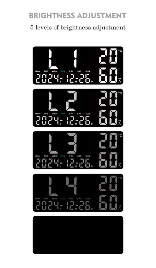 Elosung LED Wall Clock with Temperature and Humidity – image 6
