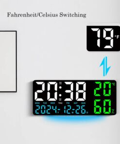 Elosung LED Wall Clock with Temperature and Humidity - Image 7