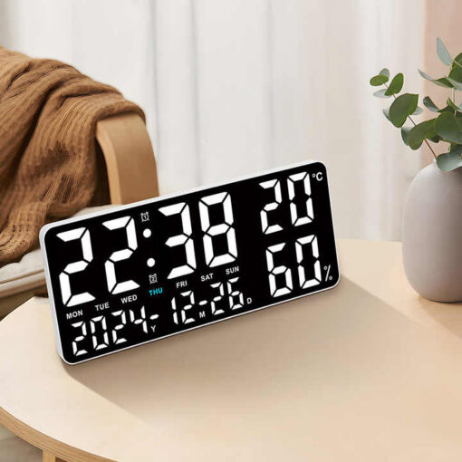 Elosung LED Wall Clock with Temperature and Humidity – image 11