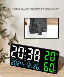 Elosung Large LED Wall Clock with Humidity - Image 4