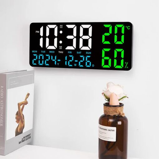Elosung Large LED Wall Clock with Humidity – image 10