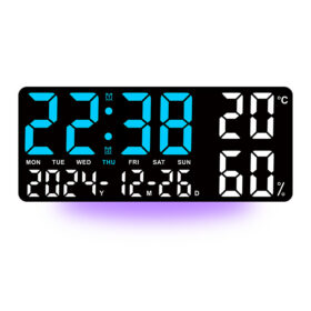 Elosung Large LED Clock with Remote & Humidity – image 1