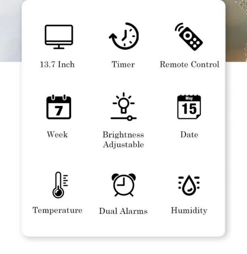 Elosung Large LED Clock with Remote & Humidity – image 3