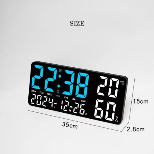 Elosung Large LED Clock with Remote & Humidity – image 8