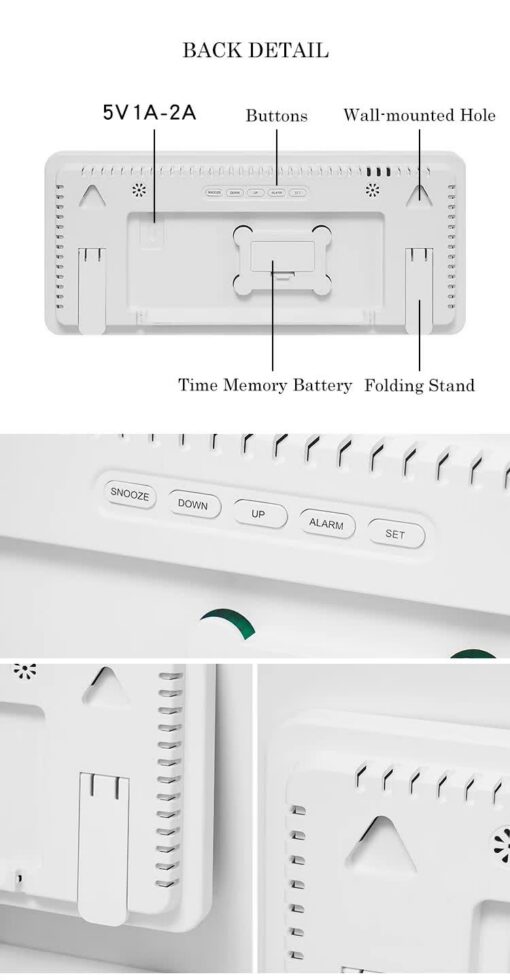 Elosung Large LED Clock with Remote & Humidity – image 9